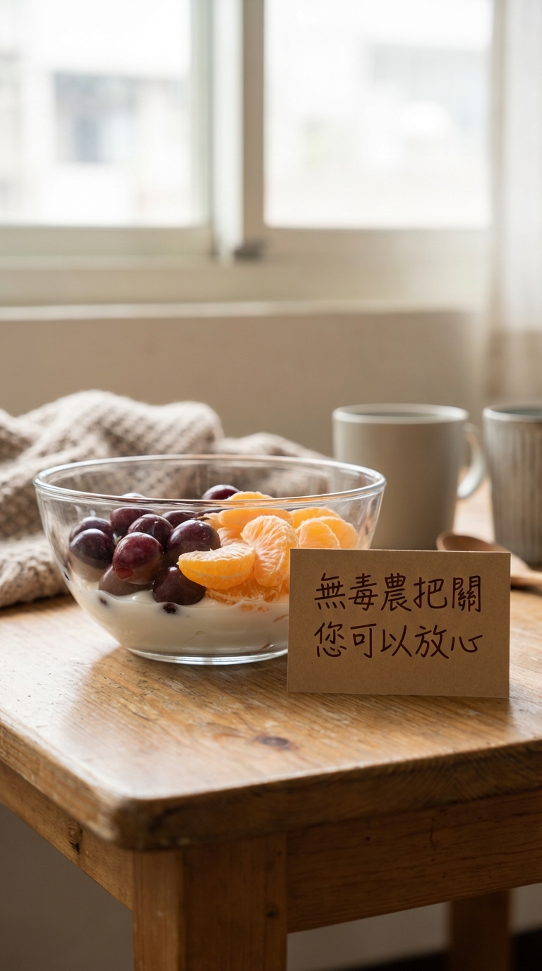 準備櫻桃與柑橘果肉食材，無毒農把關您可以放心