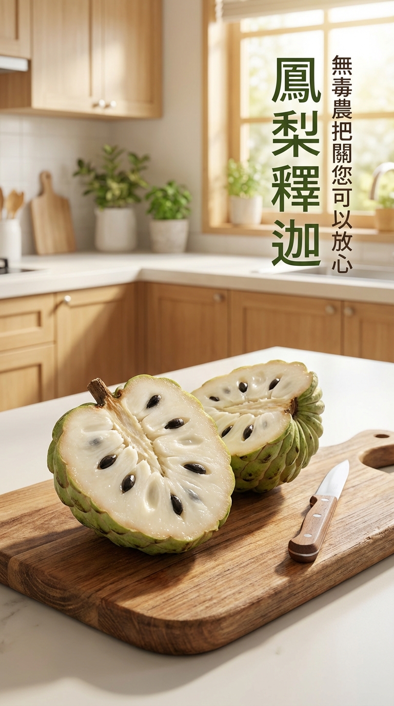 切開鳳梨釋迦，取出果肉