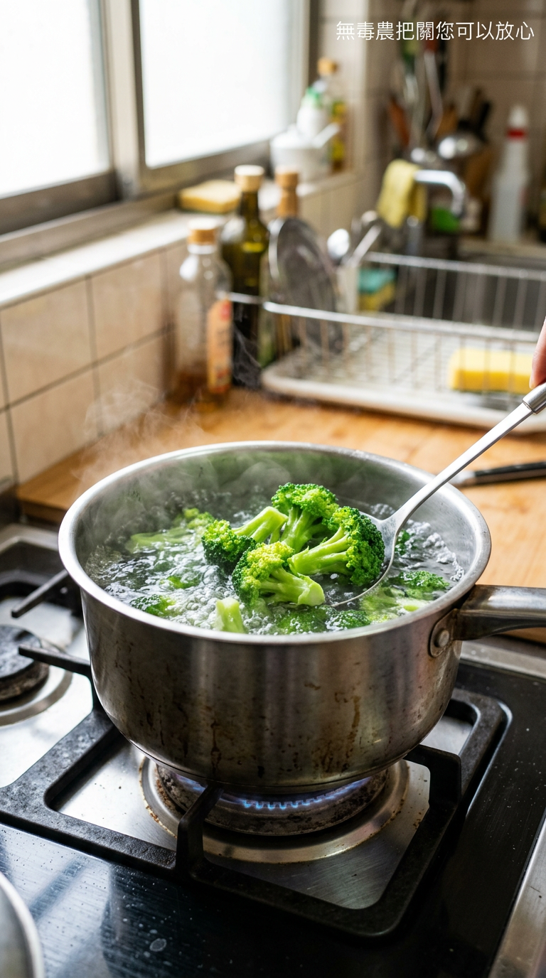 滾水汆燙綠花椰