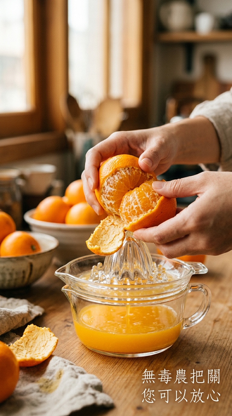 清洗與去皮鮮榨蜜柑