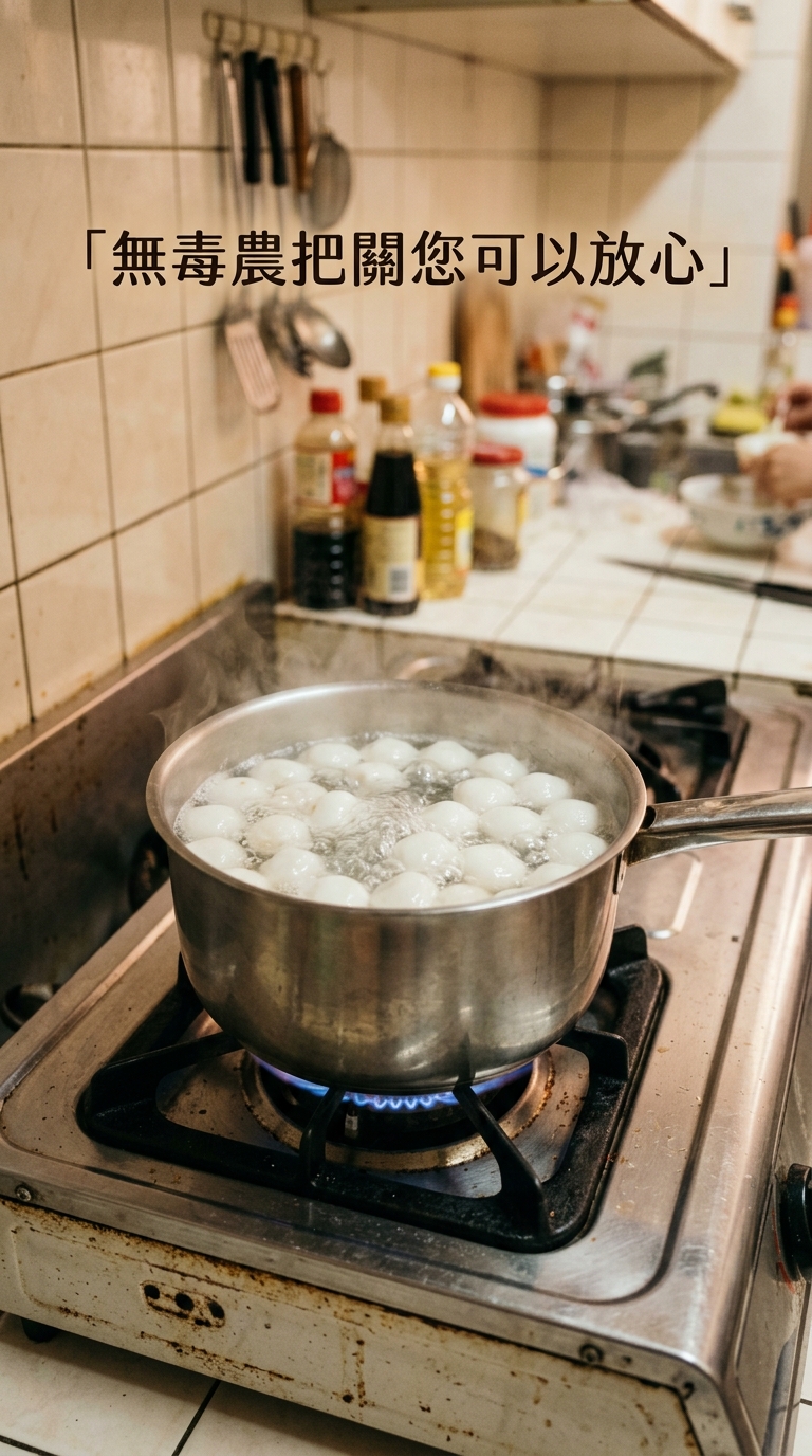 煮湯圓過程