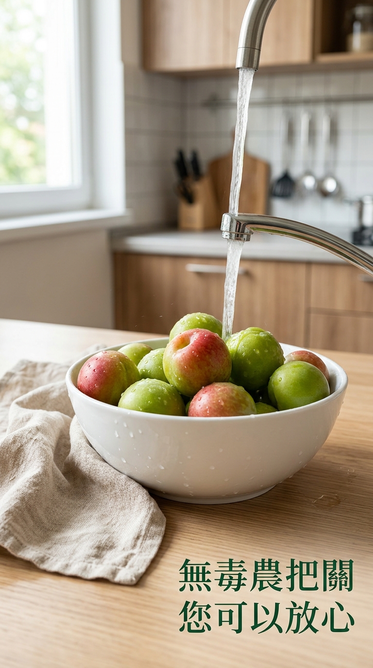 洗淨與晾乾梅子