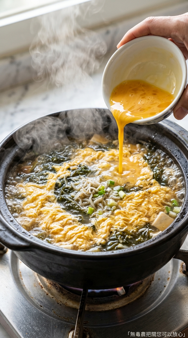 淋入蛋液完成調味