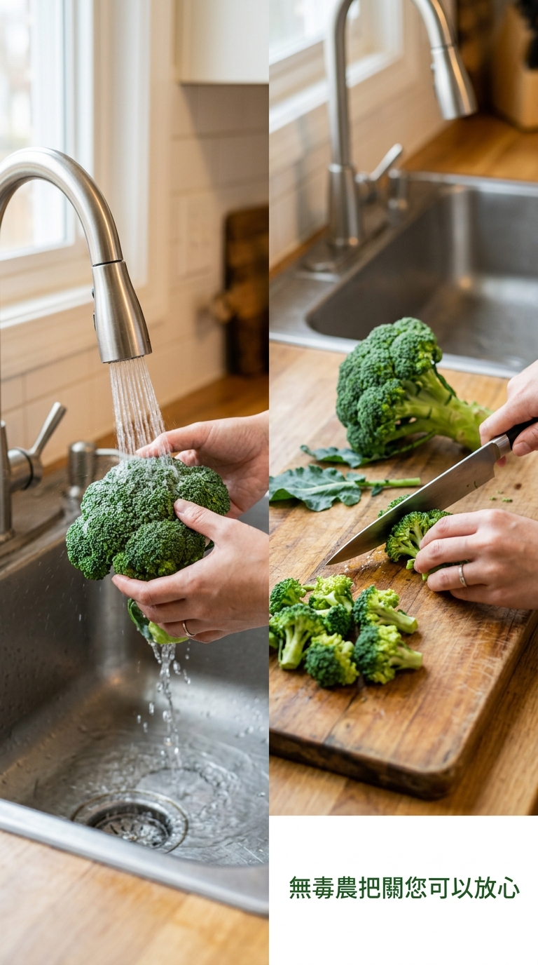 洗淨與切塊綠花椰菜