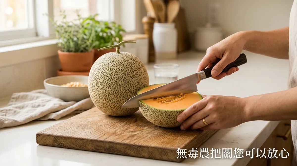 將新鮮哈密瓜切成小丁