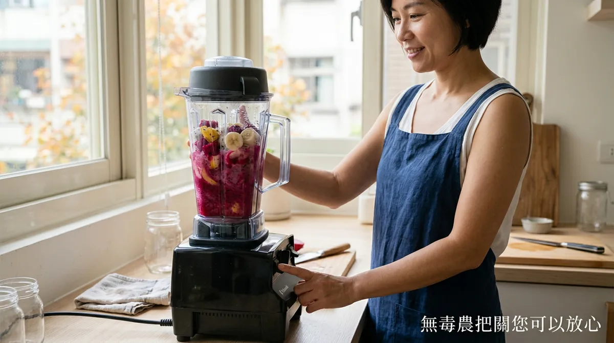 將火龍果與香蕉攪打成果昔