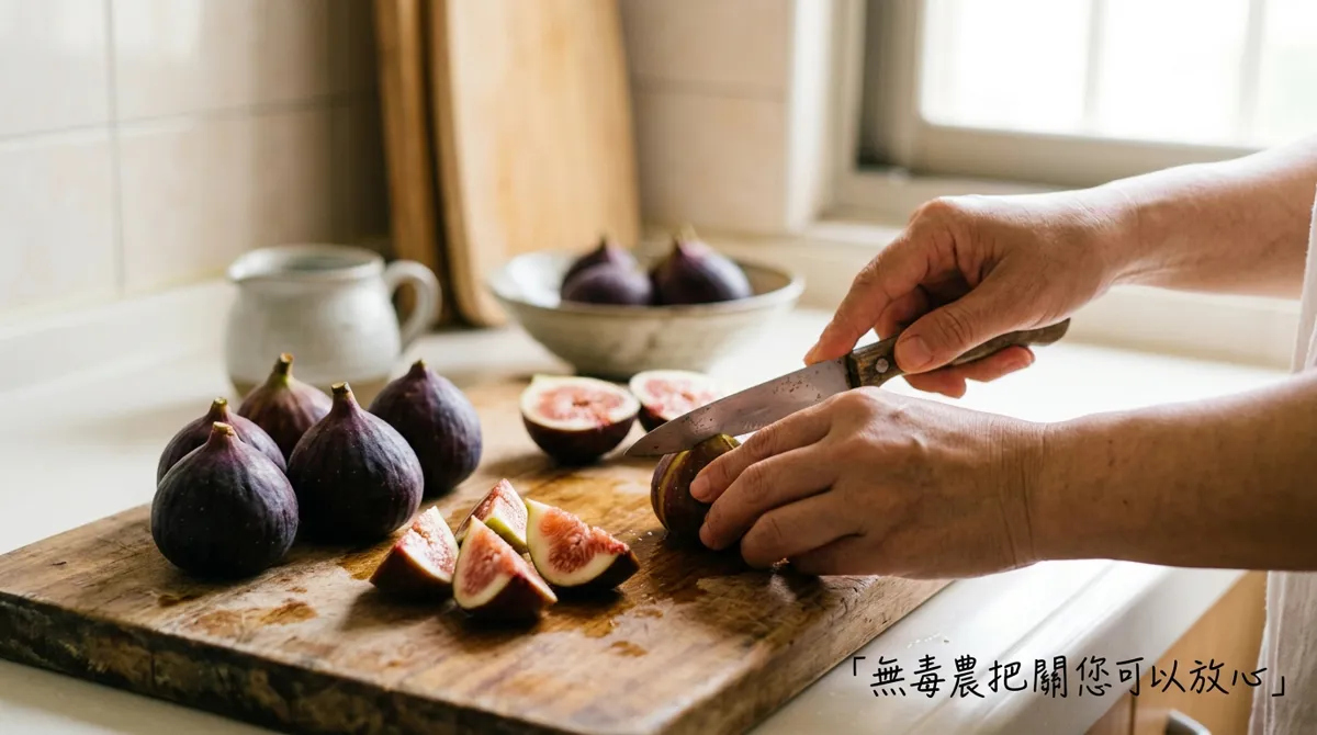 將新鮮無花果洗淨後切片