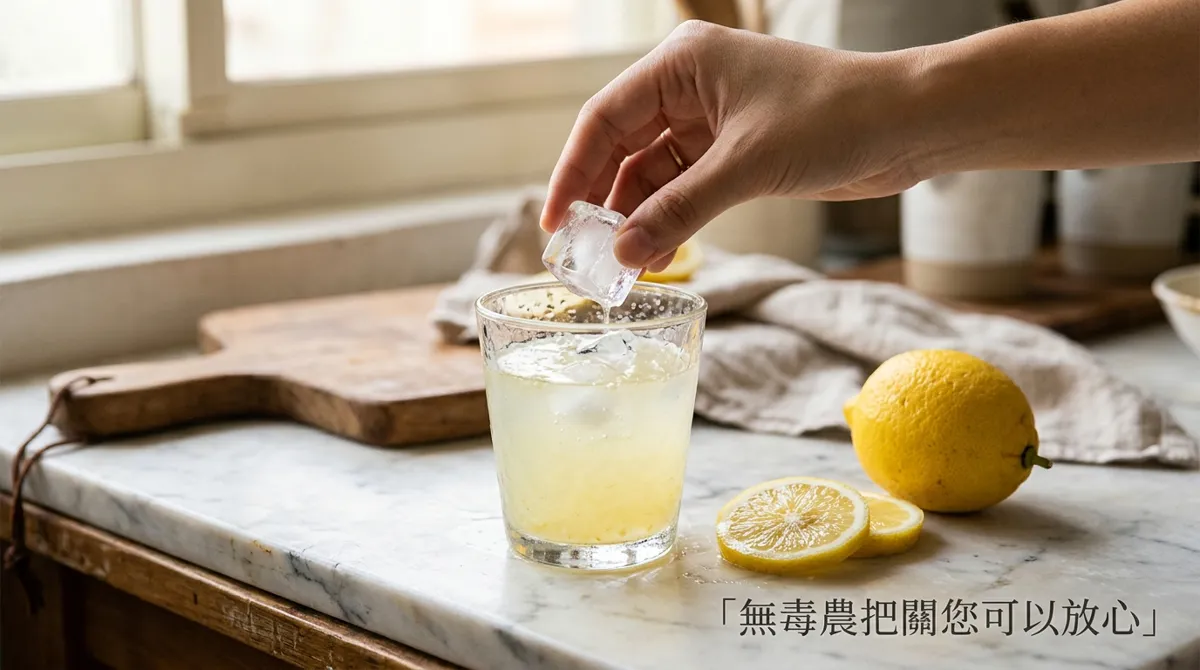 為檸檬飲加入冰塊
