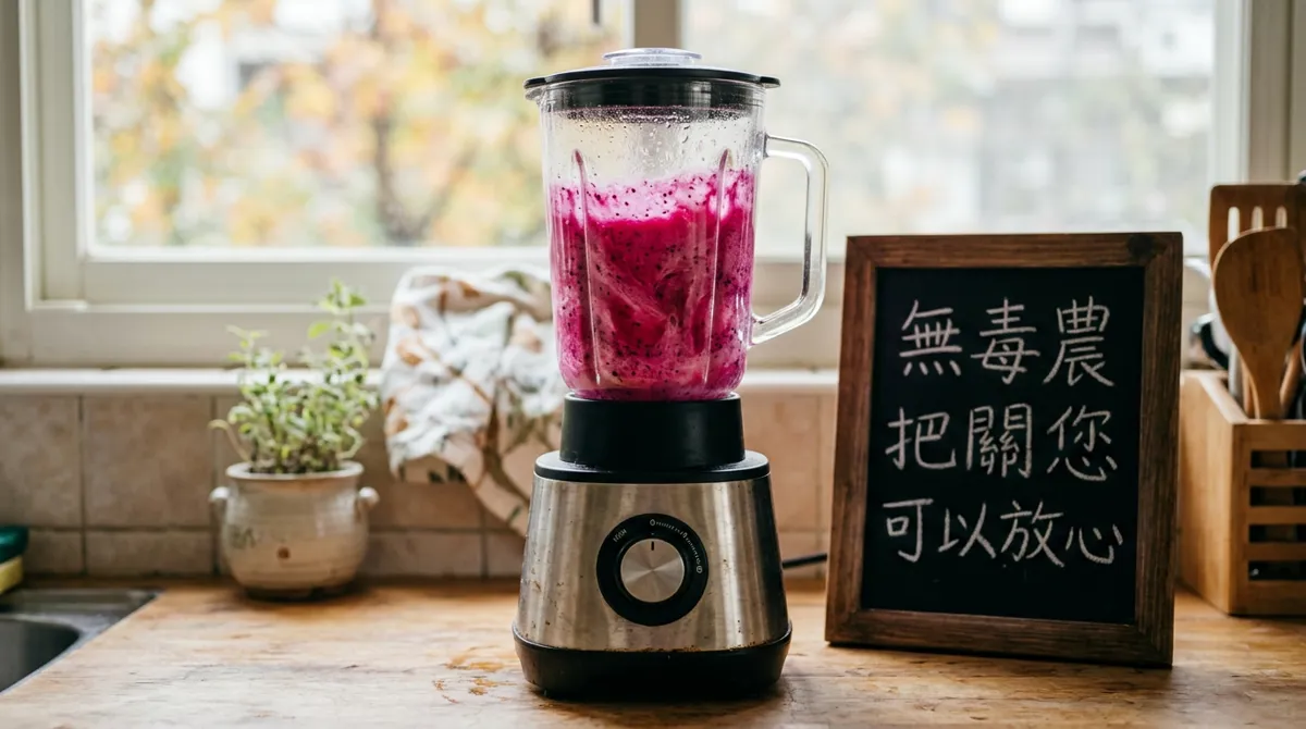 攪打成濃稠的火龍果優格果昔