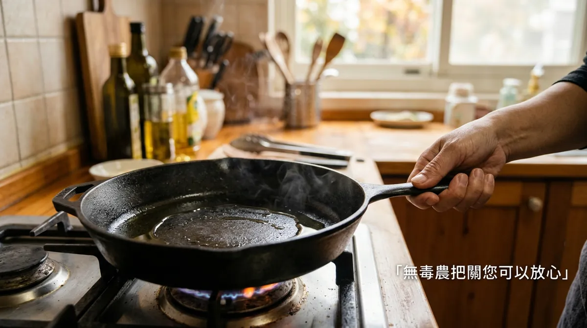 預熱橄欖油平底鍋準備煎羊小排