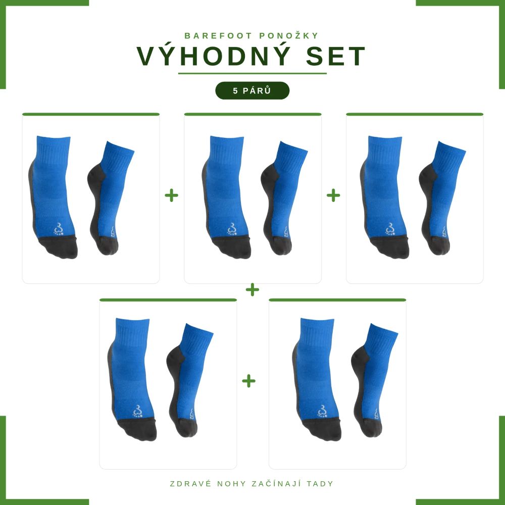 Dětské naBOSo Barefoot Ponožky bambus modré – výhodný set 5 kusů