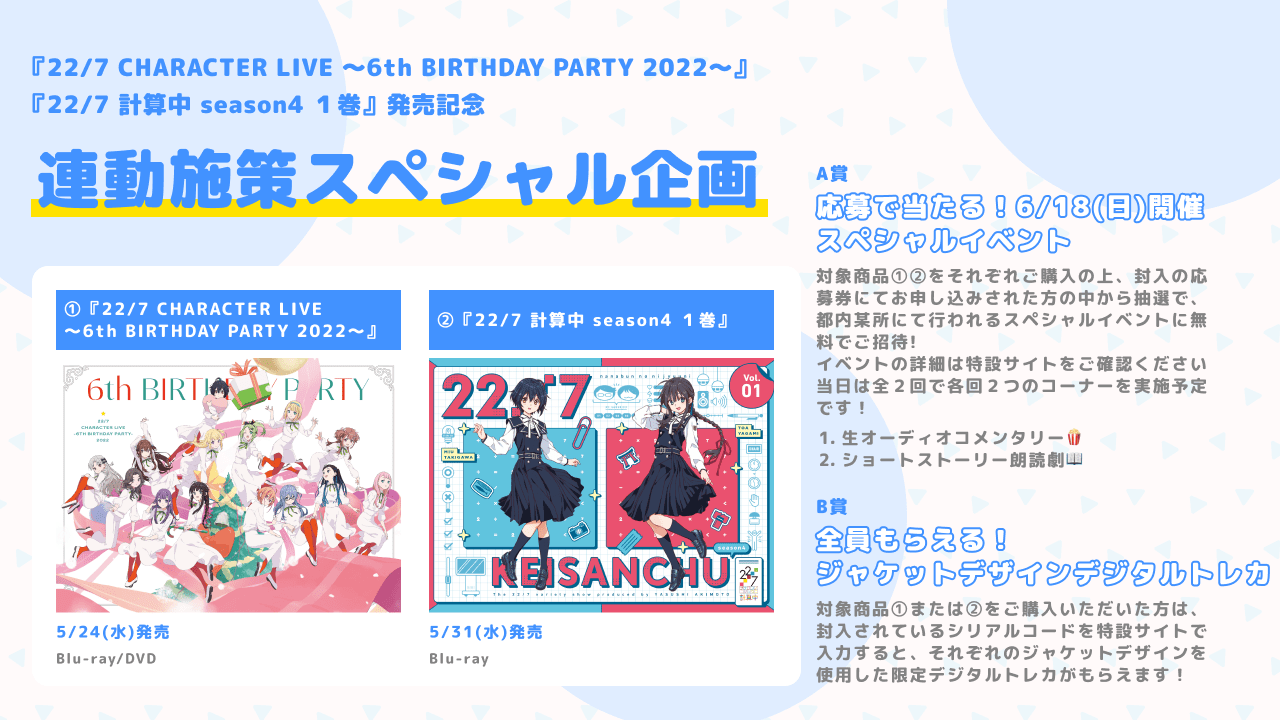 22/7 CHARACTER LIVE 〜6th BIRTHDAY PARTY 2022〜』『22/7 計算中