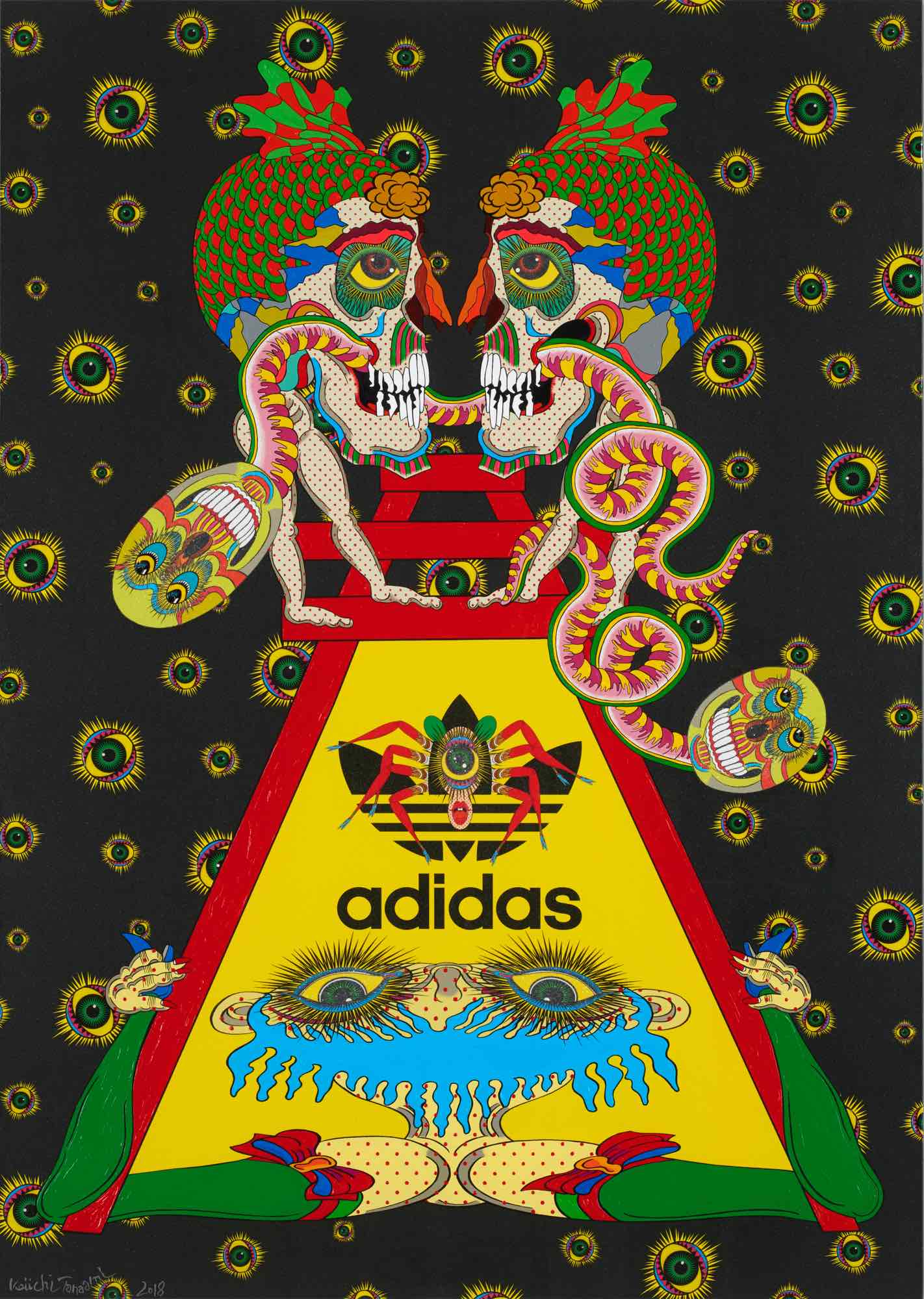 【極美！サイン署名】田名網敬一　夢と記憶　ポスター付　adidas アディダス オリジナルス」と田名網敬一、名作スニーカー