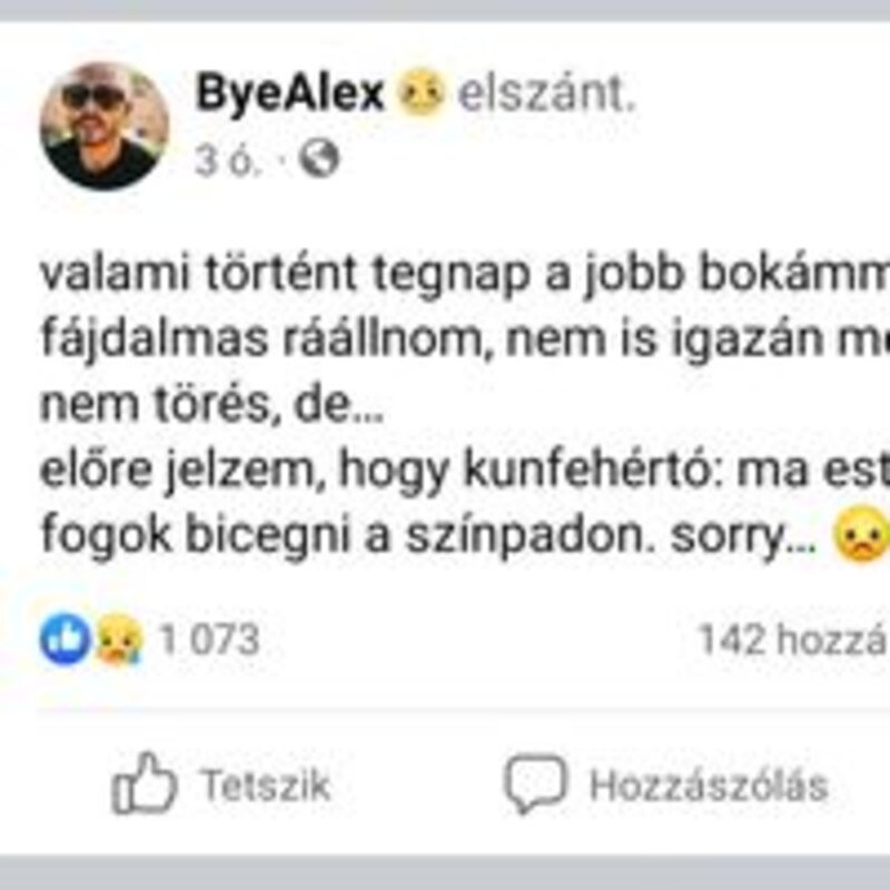 Posztban tudatta ByeAlex rajongóit a sérüléséről