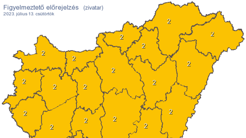 Zivatarok miatt az egész országra másodfokú figyelmeztetést adtak ki 