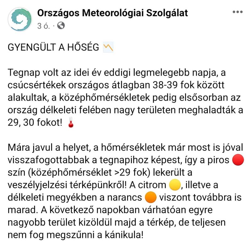 OMSZ Facebook posztja