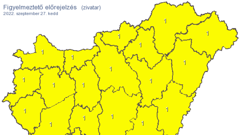 Zivatarveszély miatt az egész országra figyelmeztetést adtak ki. 