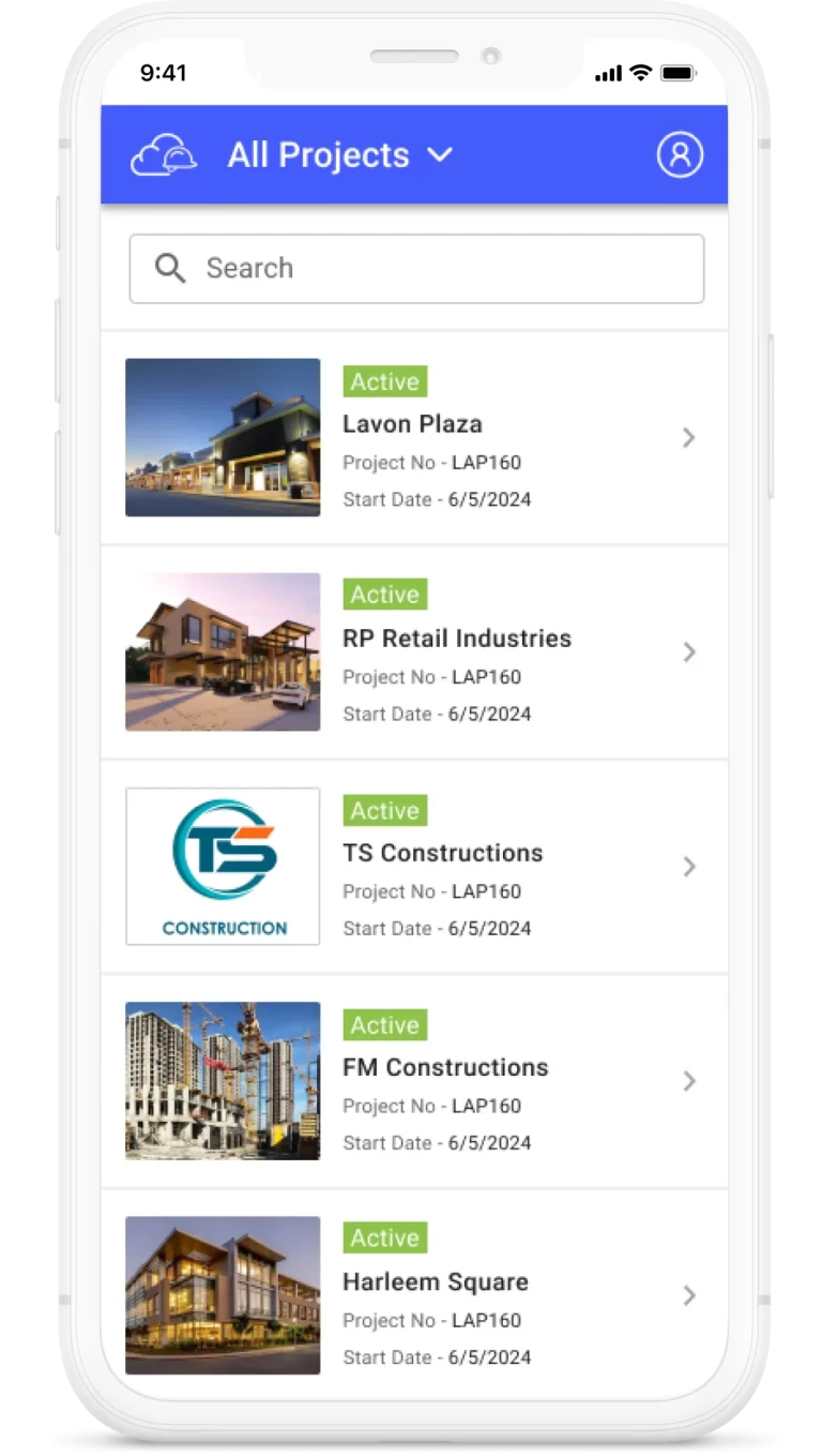 SuperConstruct mobile app screen