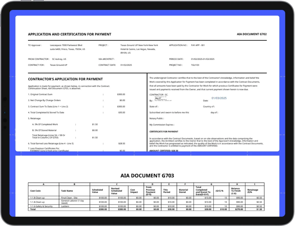 Pay App Reports screenshot