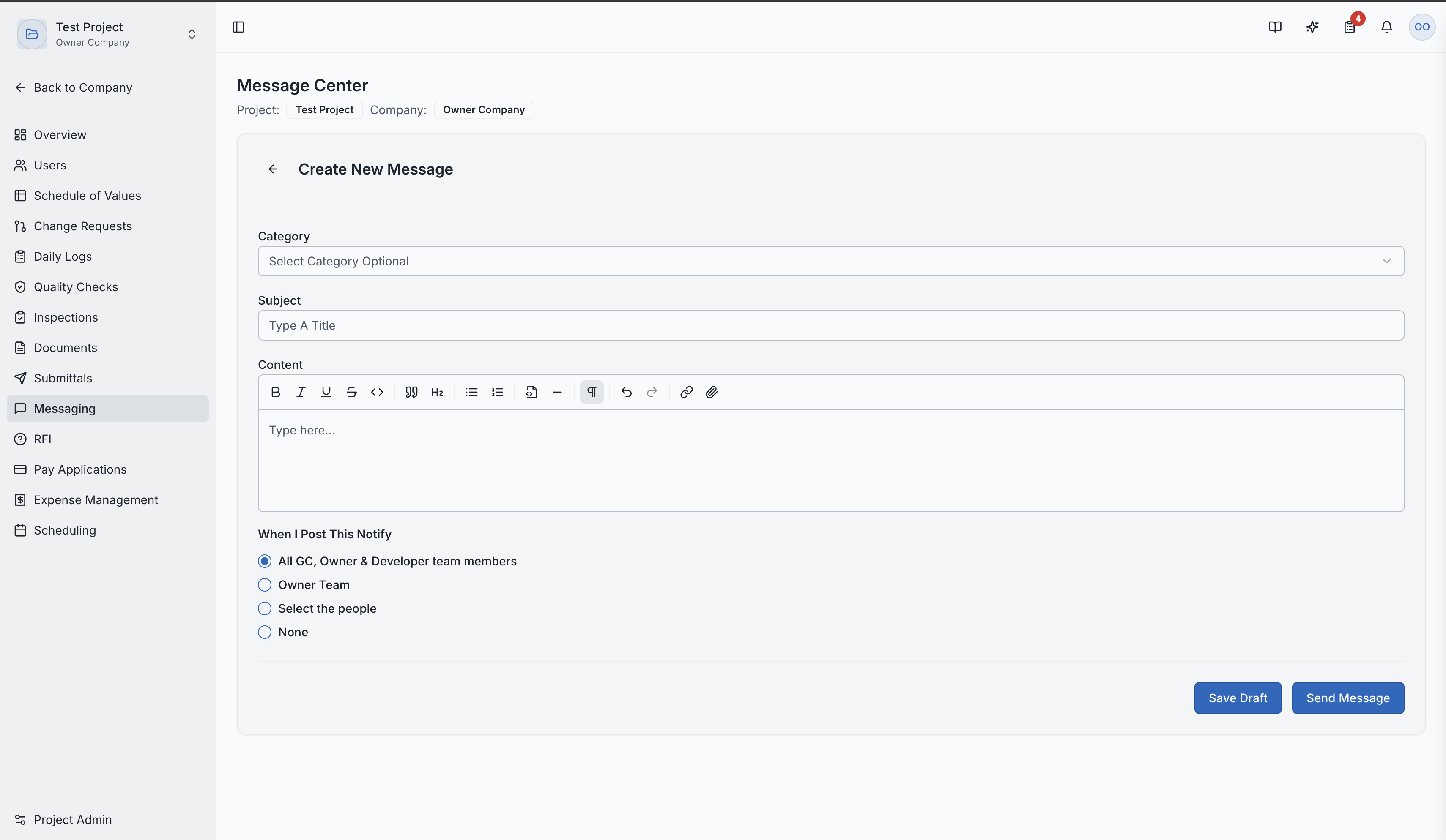 Creating a new message
