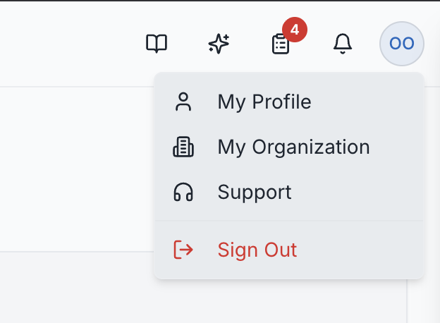 The header bar showing all navigation icons