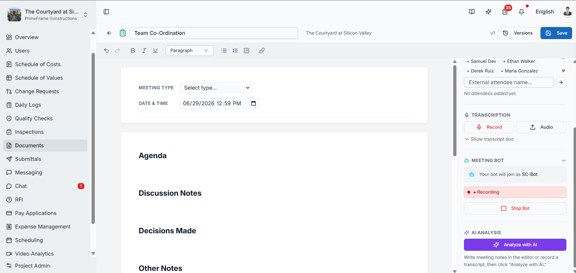 Play Recording and Show Transcript options after the recording is processed