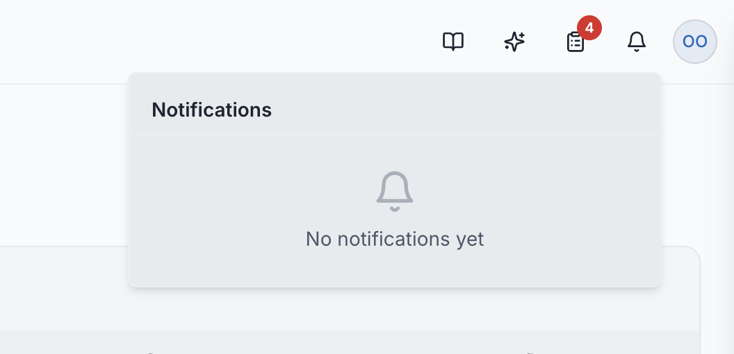 The notifications dropdown panel showing recent notifications