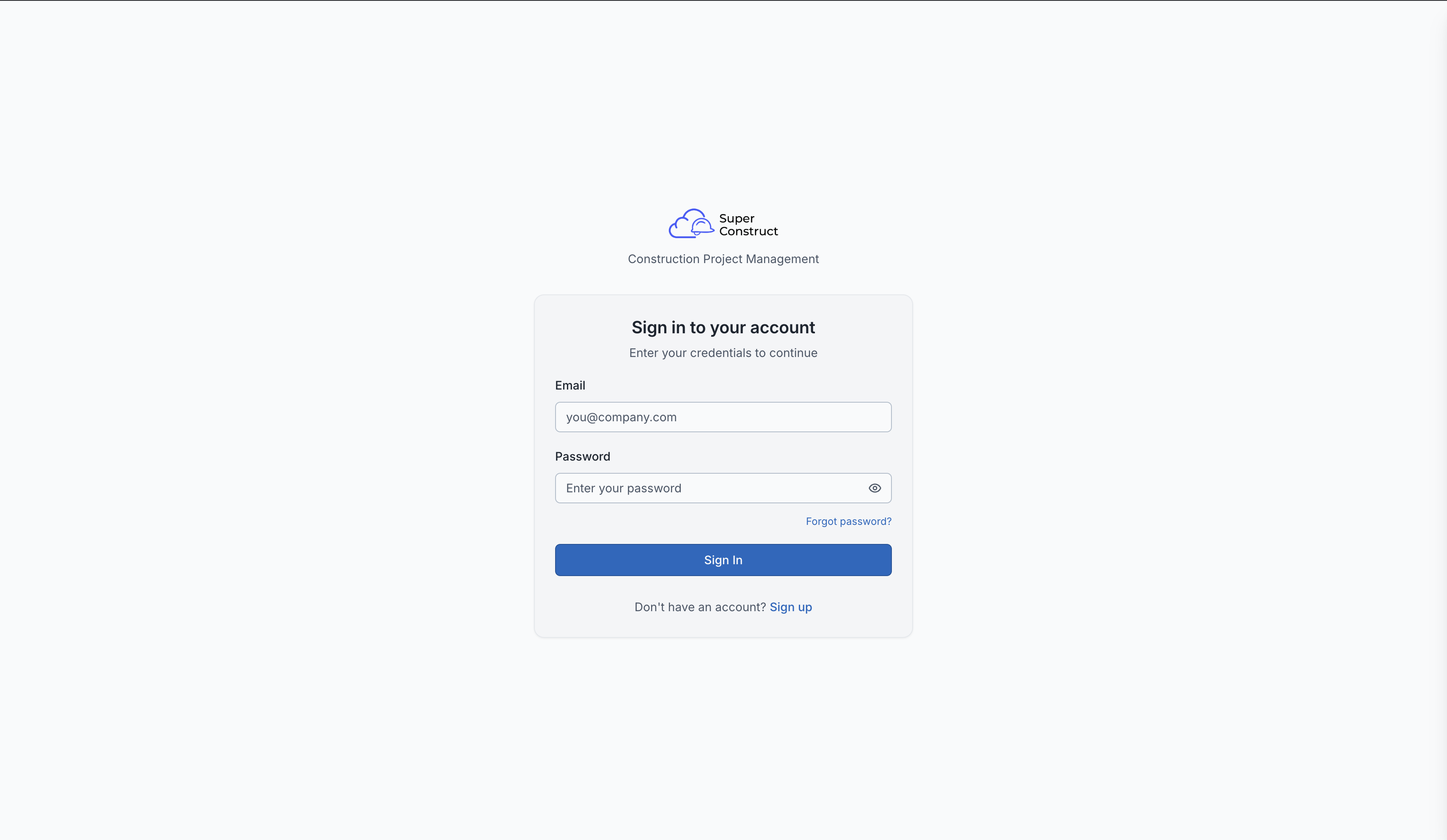 The sign-in page