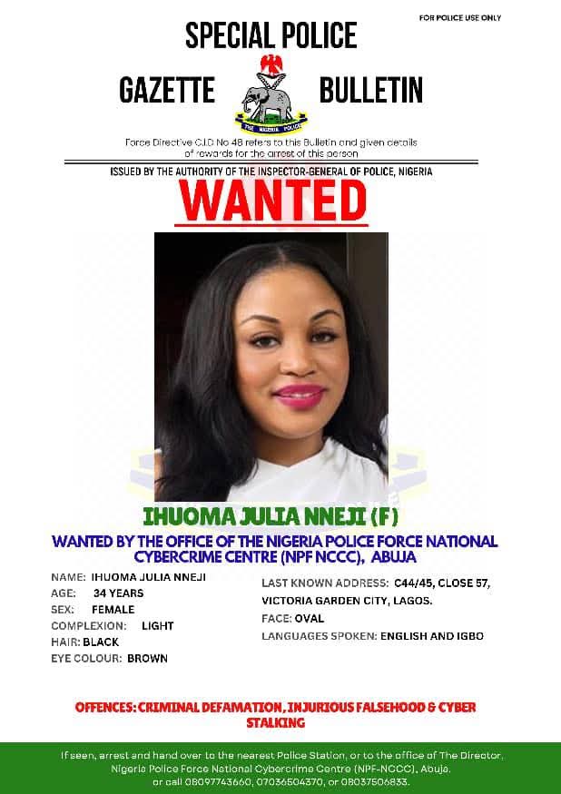 Nigeria Police declares woman wanted over cyber crime