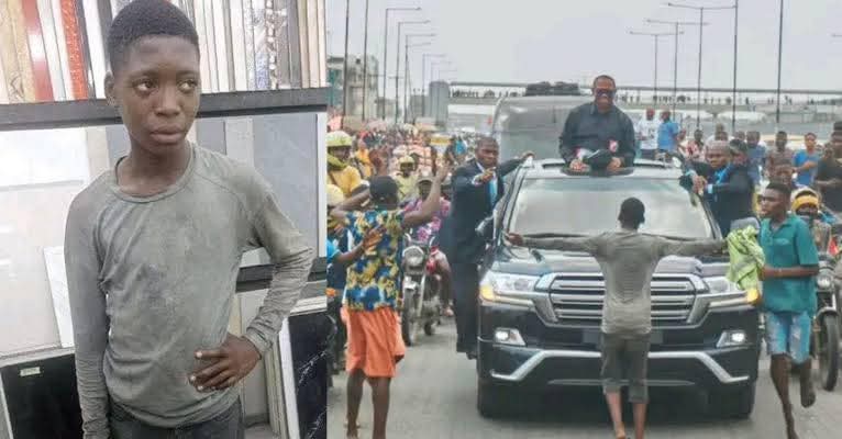 Boy who stood in front of Peter Obi's convoy regains freedom