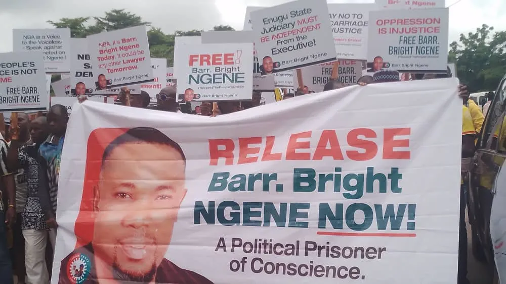 NBA Conference: Enugu residents protest detention of lawmaker-elect