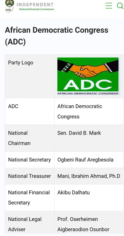 BREAKING: INEC publishes names of authentic ADC National Chair, Scribe  - Image 8