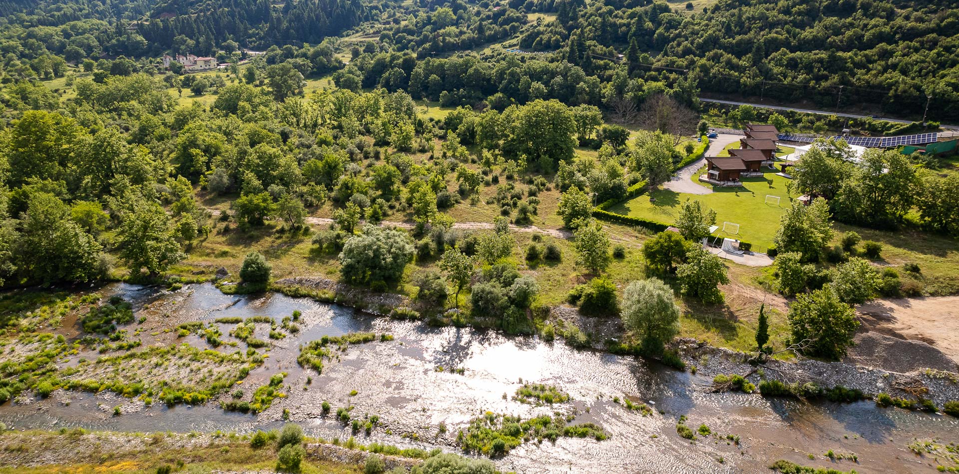 Aerial view of Natura Chalet's nearby landscape