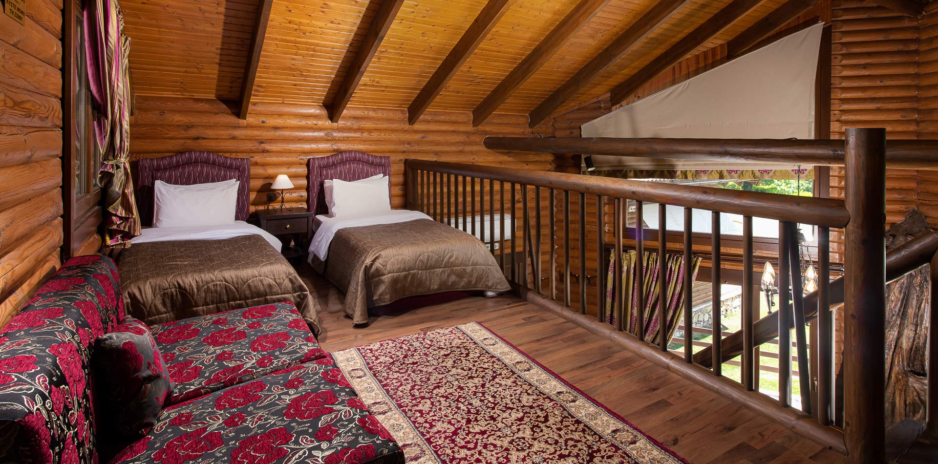 Beds at Natura Chalet Lux's second floor