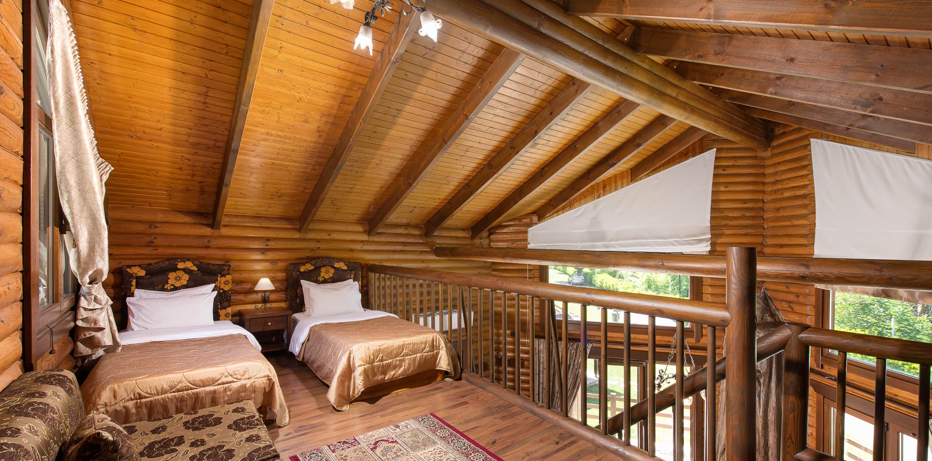 Beds at Natura Chalet's second floor