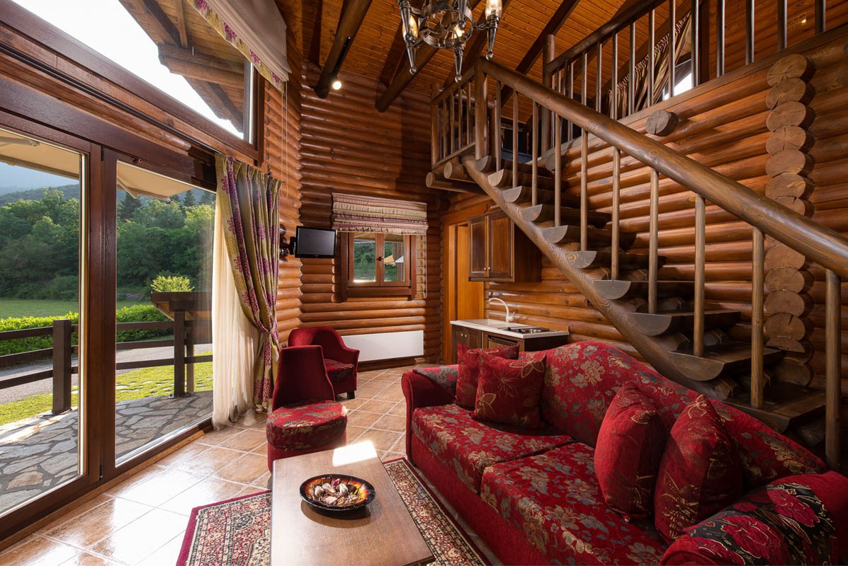 Σαλόνι στο Natura Chalet Lux