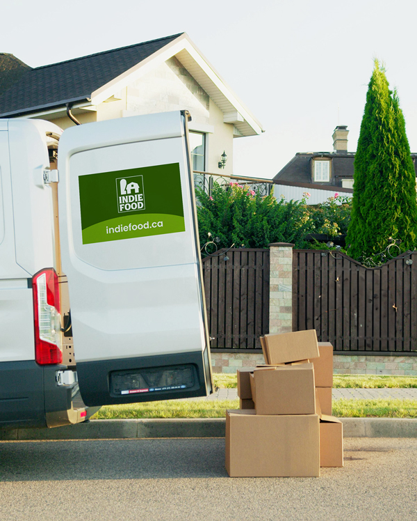IndieFood Delivery Truck delivery Weekly wholeaale orders to local a business.