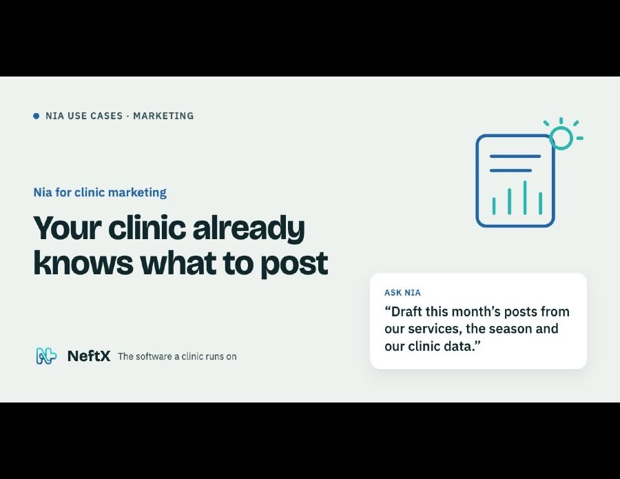 Your Clinic Already Knows What to Post. Nia Writes It.