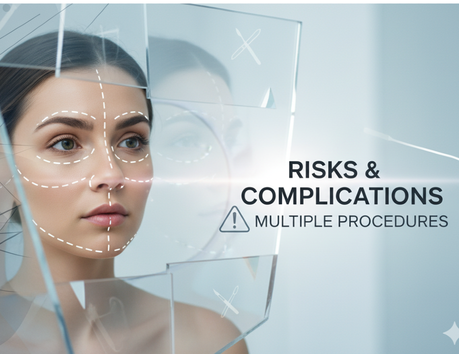 What are the risks and complications of multiple procedure in plastic surgery?