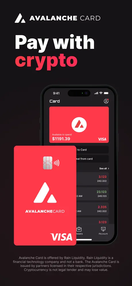 Avalanchecard app screenshoot 1
