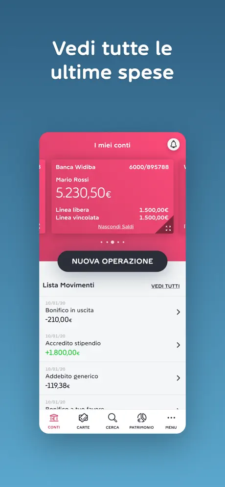 Banca Widiba app screenshoot 2