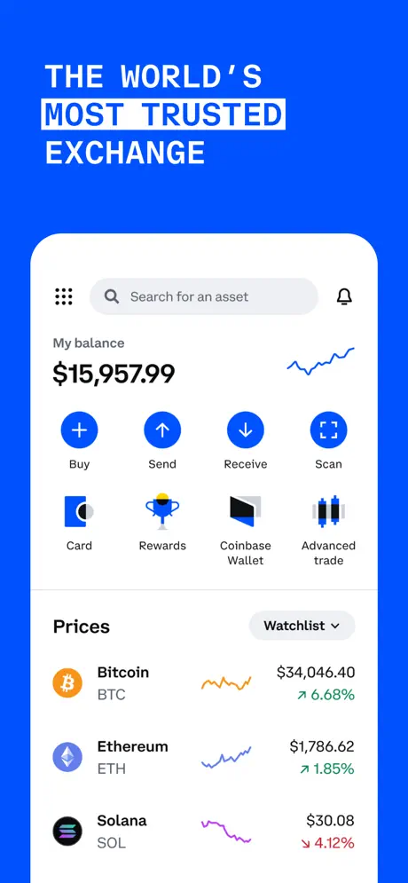 Coinbase app screenshoot 2