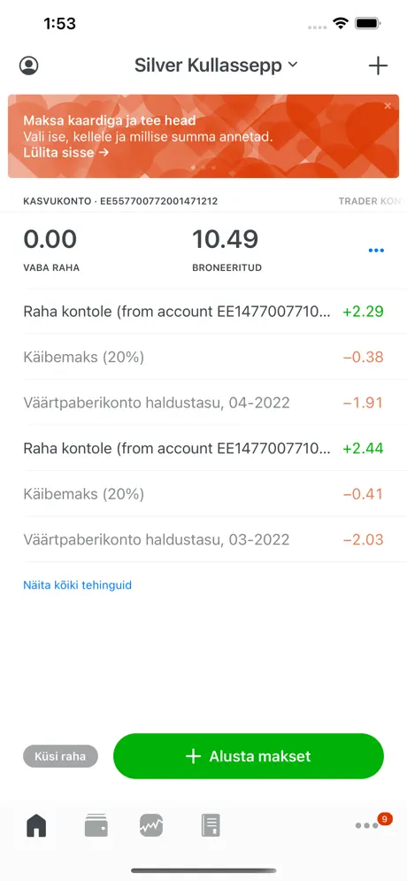 LHV app screenshoot 1