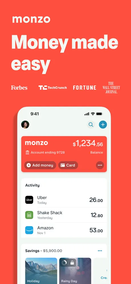 Monzo app screenshoot 1
