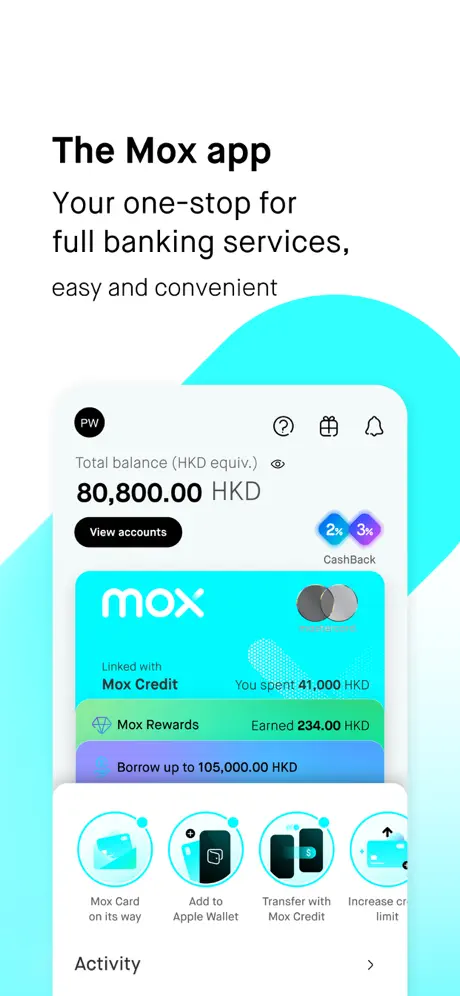 Mox Bank app screenshoot 1