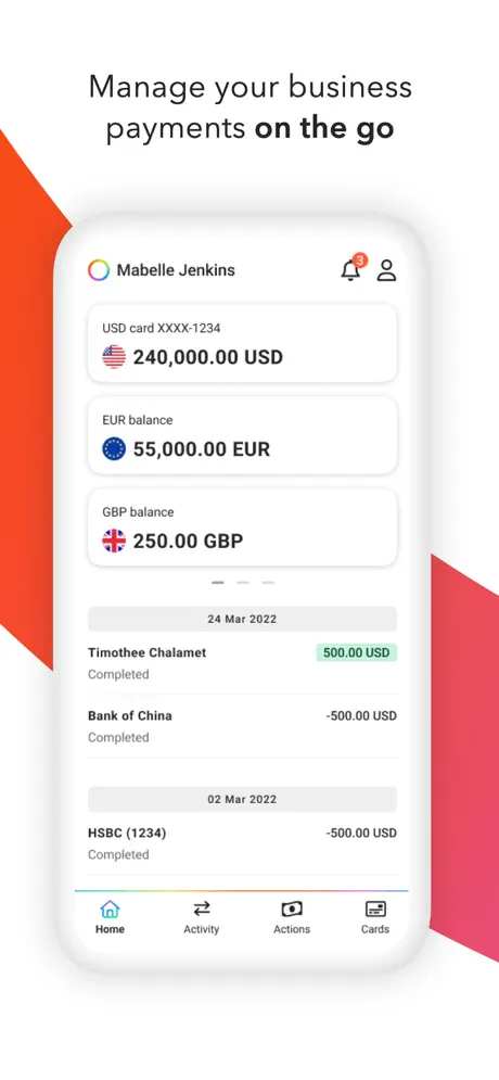 Payoneer app screenshoot 1