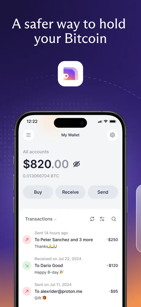 Proton Wallet app screenshoot 1