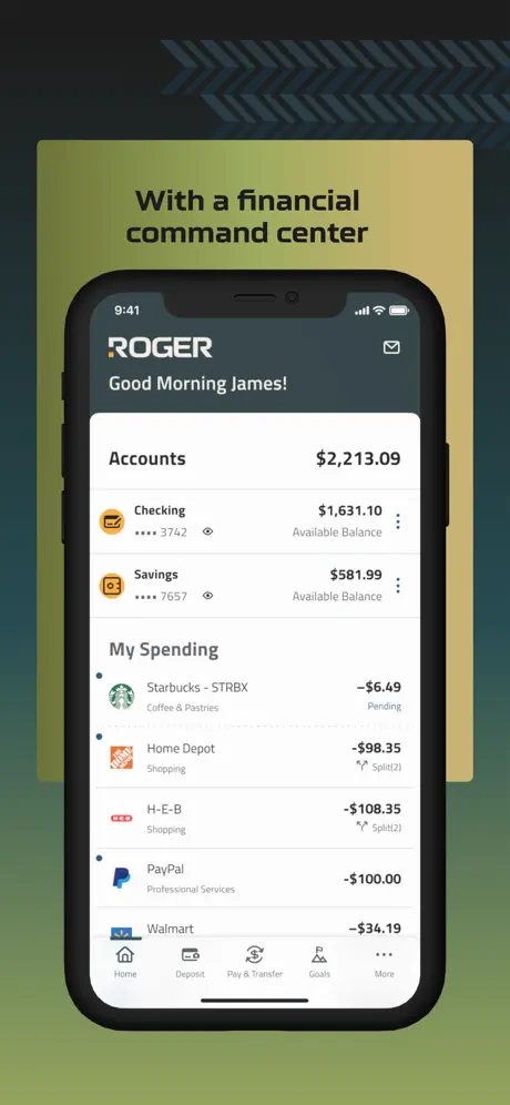 Roger Bank app screenshoot 2