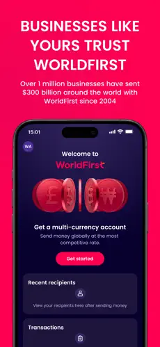 WorldFirst app screenshoot 1