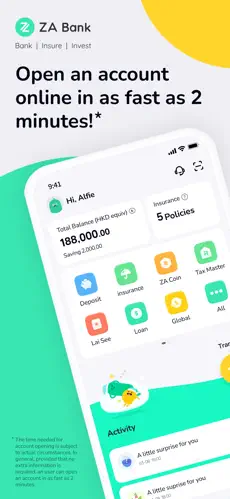 ZA Bank app screenshoot 1